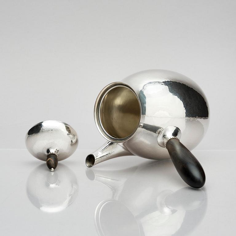Georg Jensen, a sterling silver 3 pieces coffee set, Copenhagen, Denmark, after 1945, design no 80A.