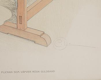 CARL LARSSON, Färglitografi. Sign C.L.