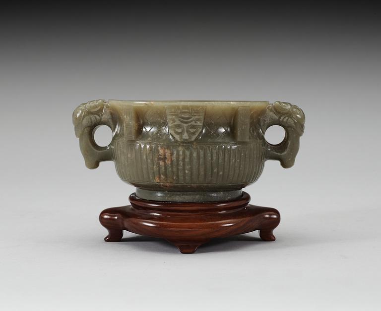 A nephrite censer, Qing dynasty.