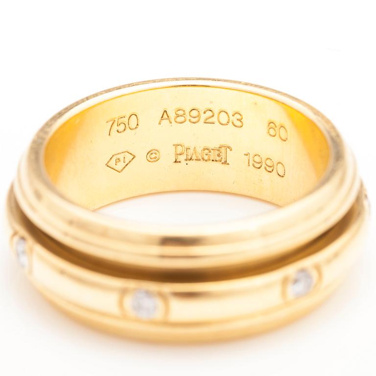 PIAGET. An 18K gold ring with diamonds ca. 0.21 ct in total. Marked A89203.