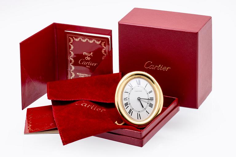 Cartier, bordsur / väckarklocka, 90 x 74 mm.