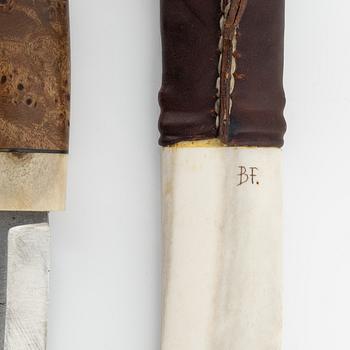 A reindeer horn knife by Bertil Fällman, signed.