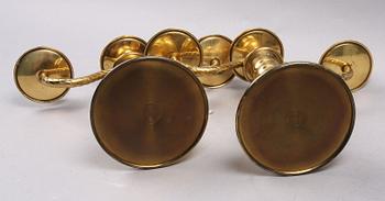 KANDELABRAR, 2 st, mässing, Gottfrid Carlsson, Eskilstuna.