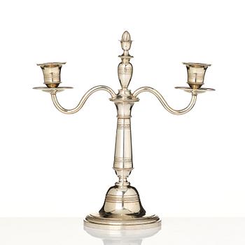 A two-light candelabrum, 800/1000 silver, Germany, 20th century.