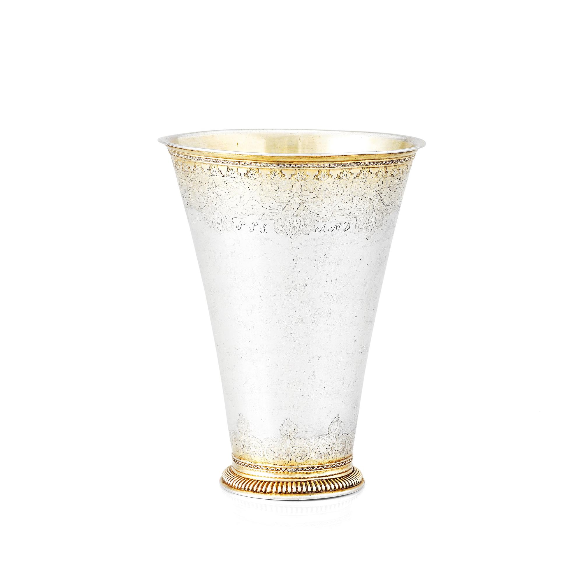 A Swedish 18th Century parcel-gilt silver beaker, mark of Isak Sauer, Stockholm 1751.