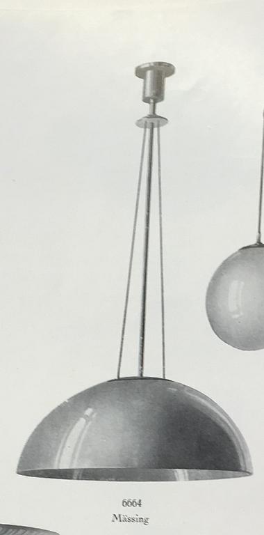 Harald Notini, taklampa, modell "6664", Arvid Böhlmarks Lampfabrik, Stockholm 1940-tal.