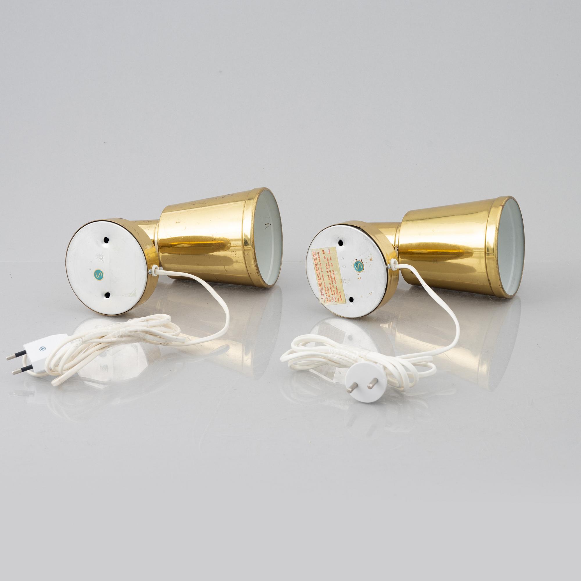 A pair of wall lamps, Bröderna Johansson Autometall, Skellefteå, Sweden, 1960's.