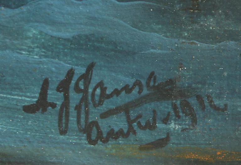OKÄND KONSTNÄR, olja på duk. Sign A.J Jansen. Antwerpen 1910.