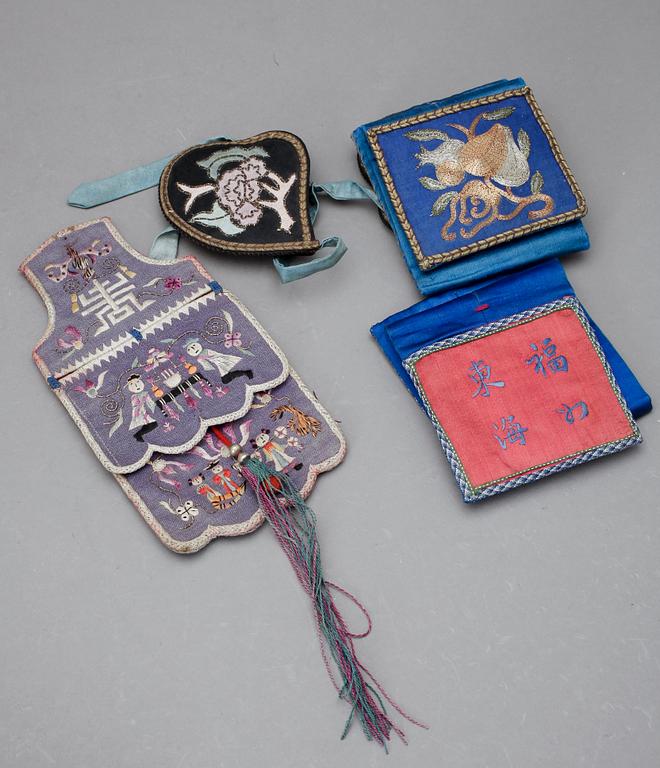 PARTI TEXTIL, 7 delar, Kina, omkring 1900.