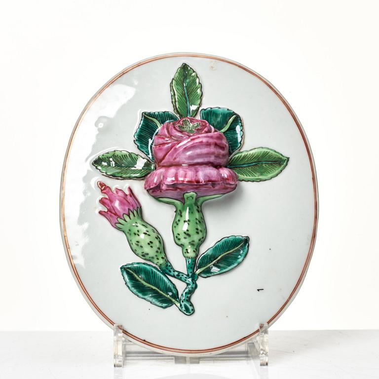 Pastejform med lock och fat, kompaniporslin. Qingdynastin, Jiaqing (1796-1820).