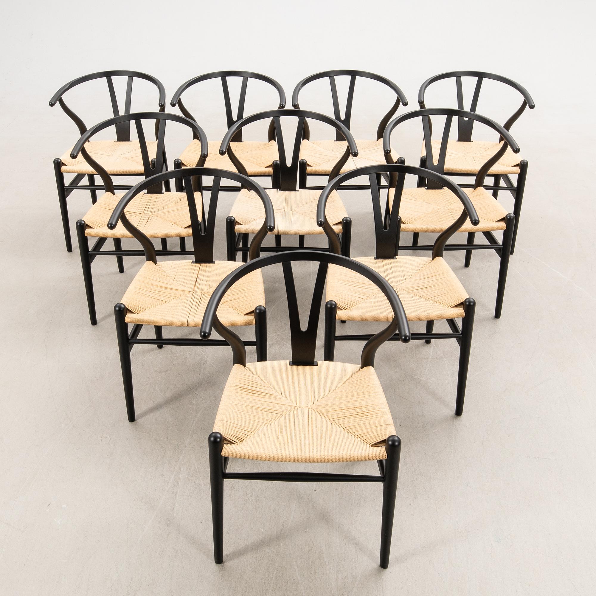 Hans J. Wegner, chairs, 10 pcs, CH-24 "The Y Chair" Carl Hansen & Son Denmark 21st century.