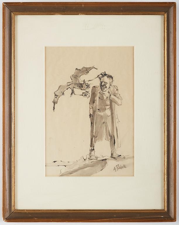 Axel Fridell, indian ink and wash, signed.