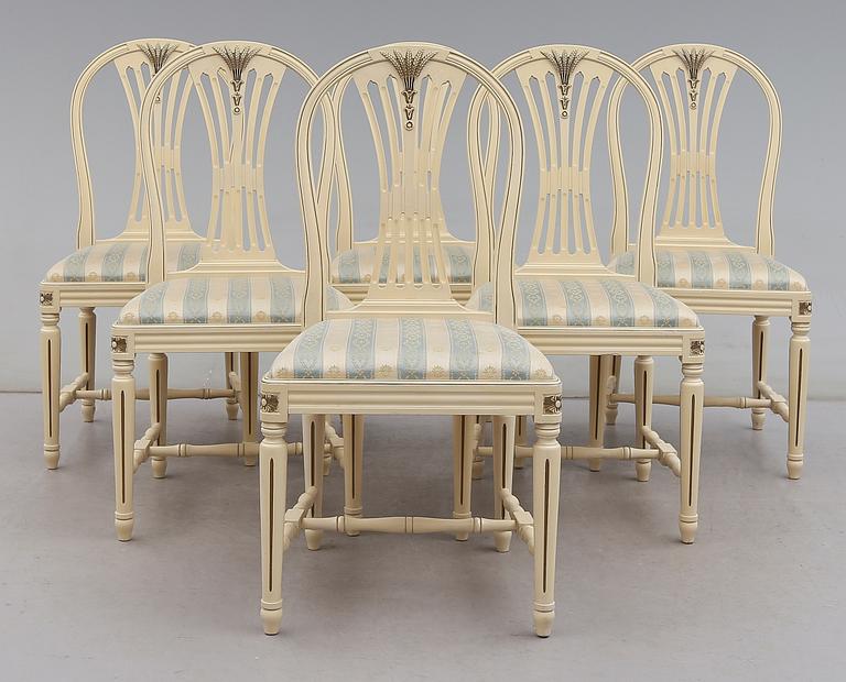 MATSALSMÖBEL, 7 delar, gustaviansk stil, 1900-talets andra hälft.