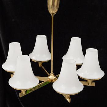 HANS-AGNE JAKOBSSON, a brass ceiling light and wall light from Markaryd, 1960's.