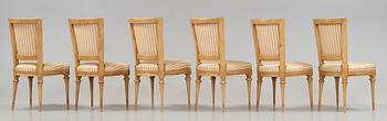 Gustaviansk, Six Gustavian late 18th century chairs.