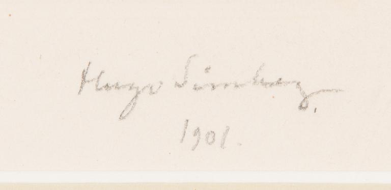 Hugo Simberg, etsaus ja akvatinta, laattasigneerattu, lyijykynäsigneerattu ja päivätty 1901.