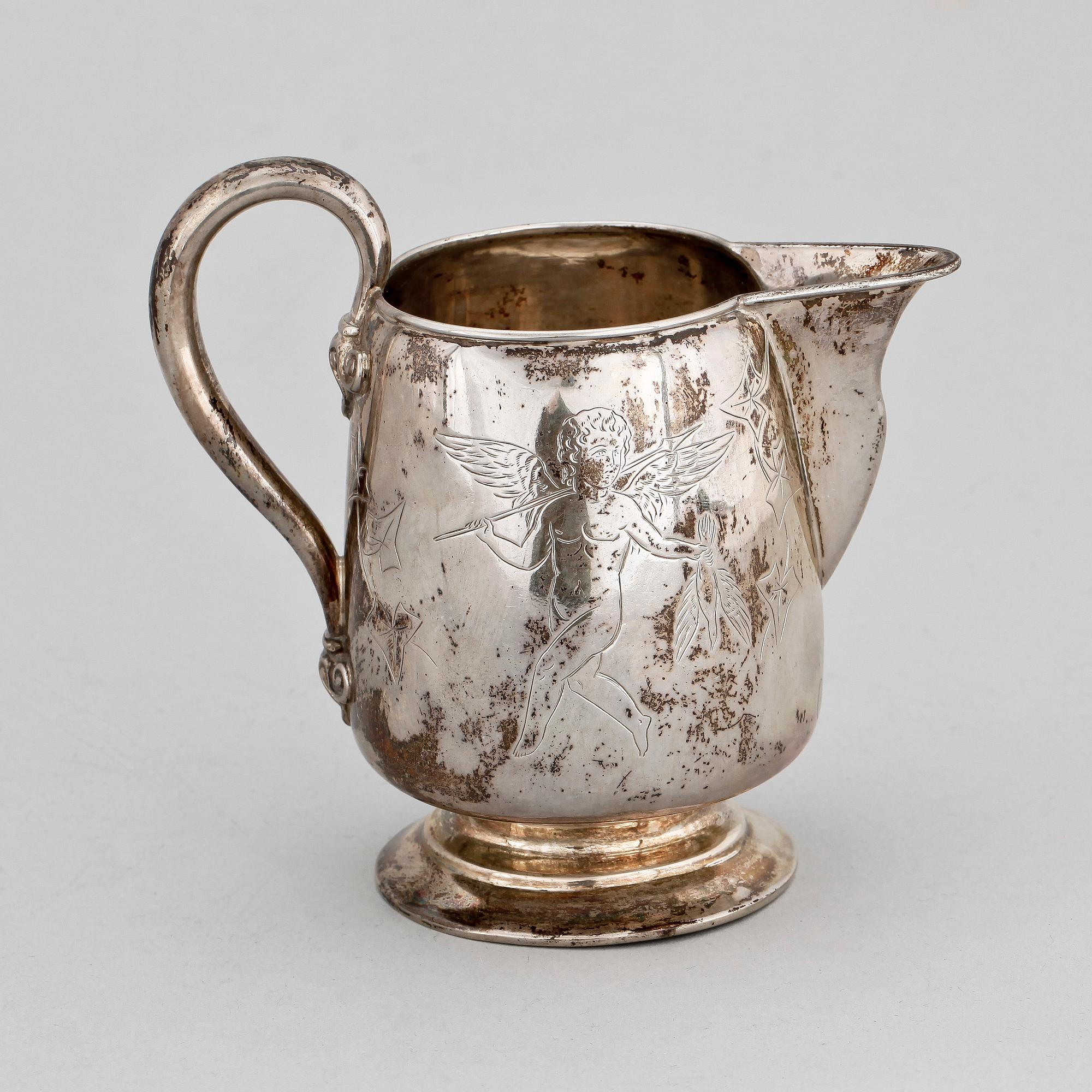 KAFFEKANNA och GRÄDDKANNA, silver, Clement, Danmark.