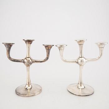 A 20th century Norwegian pair of silver candelabras mark of Karl Jörgen Otteren  weight 1428 grams.