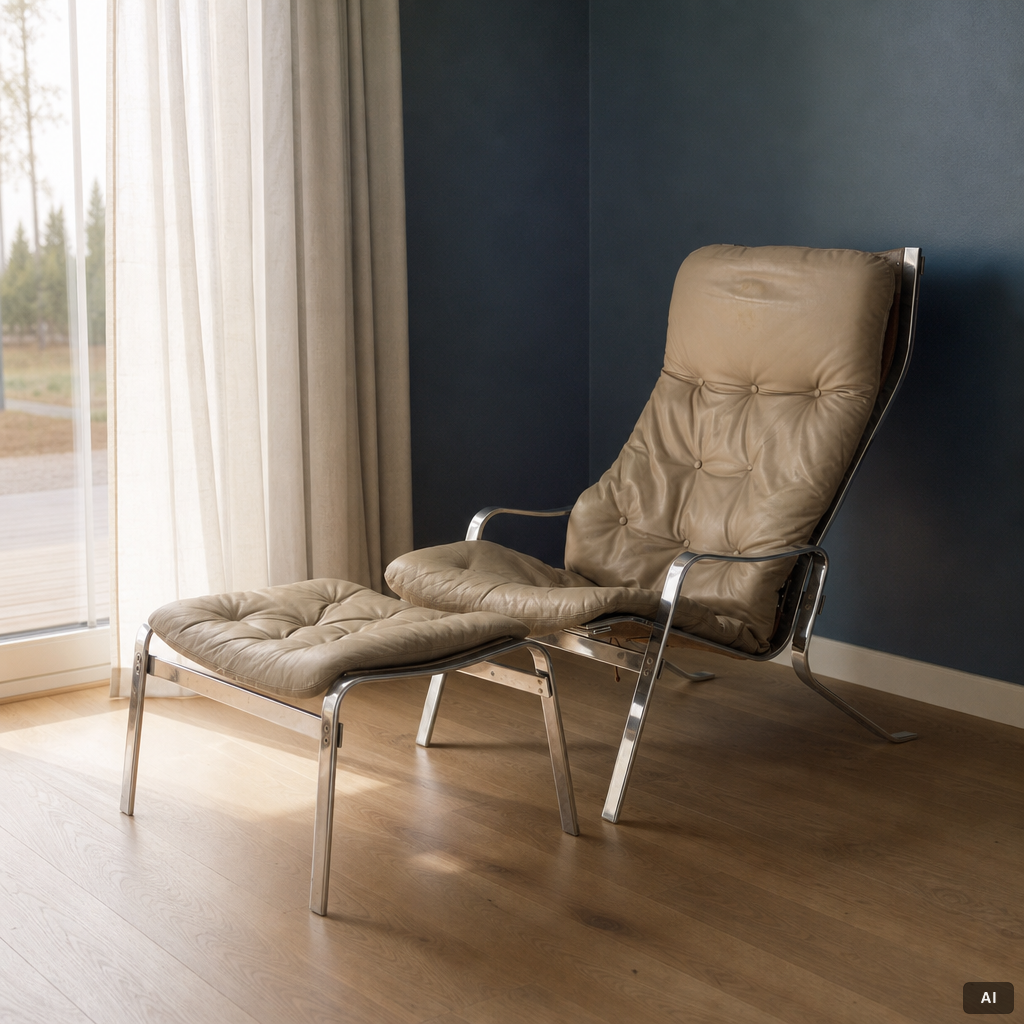 Erling Revheim, armchair and footstool “Relax”, Hove Möbler, 1970s.