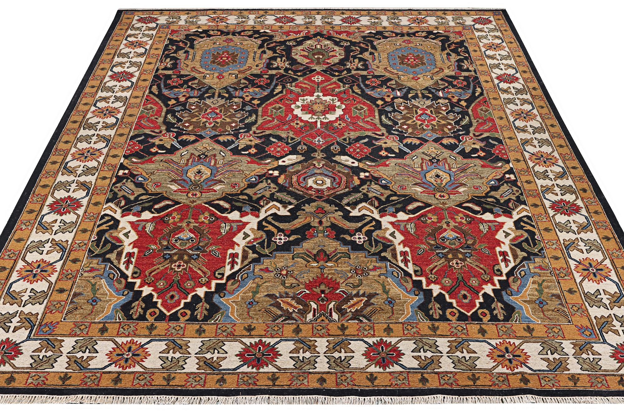 An oriental carpet with Mamluk design, c. 364 x 276 cm.