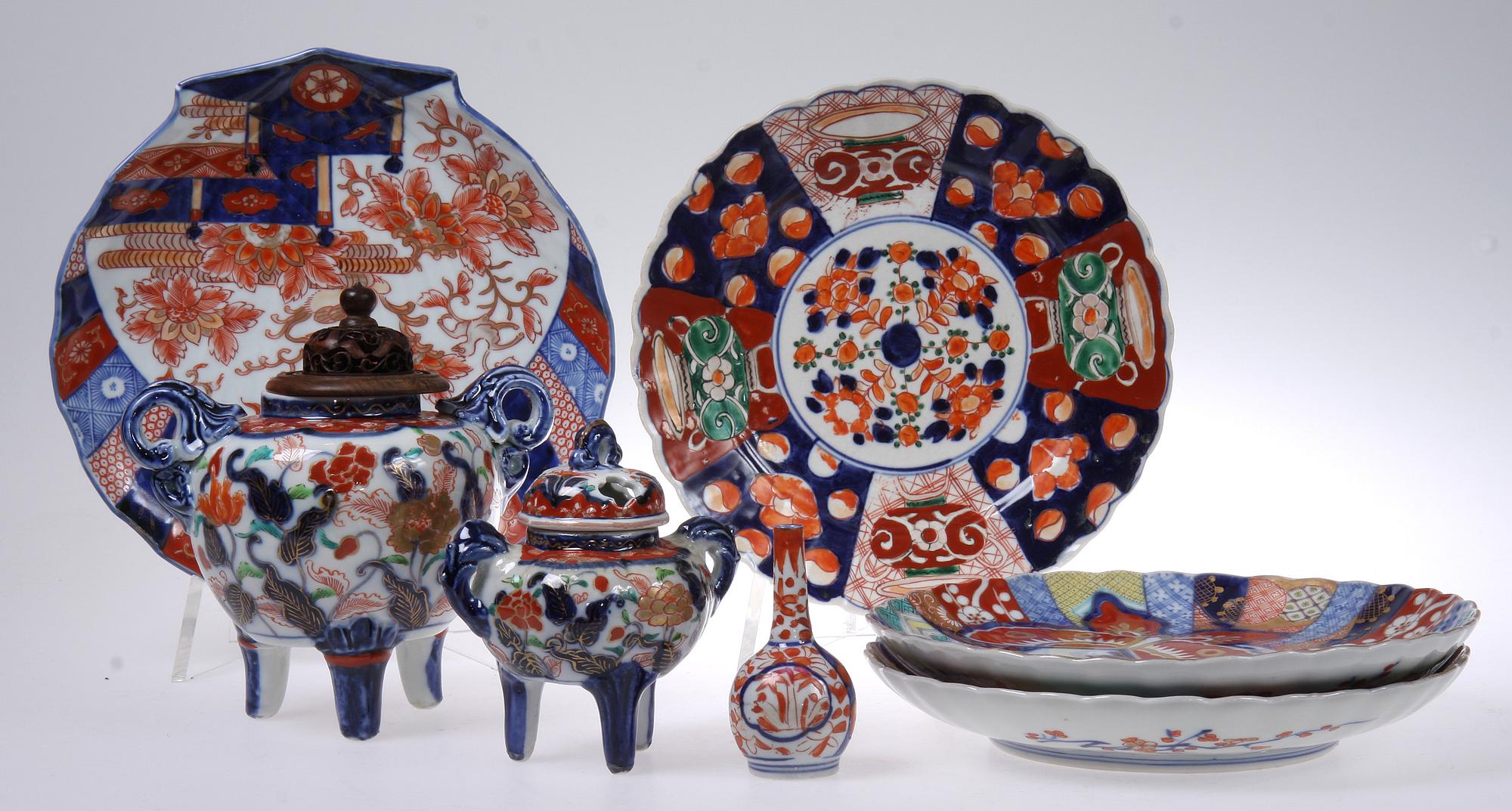 PARTI PORSLIN, 7 delar, Japan, 1800/1900-tal.