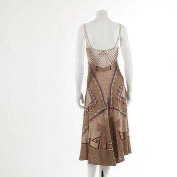 RALPH LAUREN, handknitted patterned silk dress, size M.