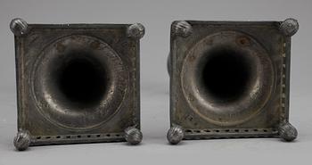 LJUSSTAKAR, 6 stycken, tenn, Gustaf Wilhelm Lindberg, Örebro, 1800-tal.