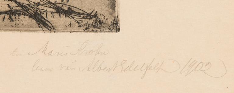 Albert Edelfelt, etching, signed with dedication and numbered 1902.