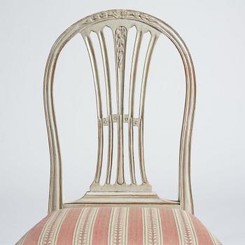 Stolar, fem stycken av Carl Johan Wadström (mästare i Stockholm 1788-1816), Gustavianska.