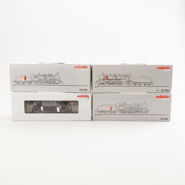 Märklin, 4 st ånglok, 37192, 37184, 37960 samt 37558, H0.