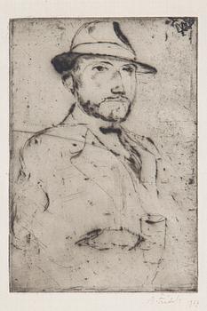 AXEL FRIDELL, etsning, "Italienaren", signerad, 1917.