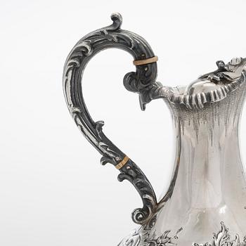 A sterling silver ewer, maker's mark of Robert W Smith, Dublin 1843.