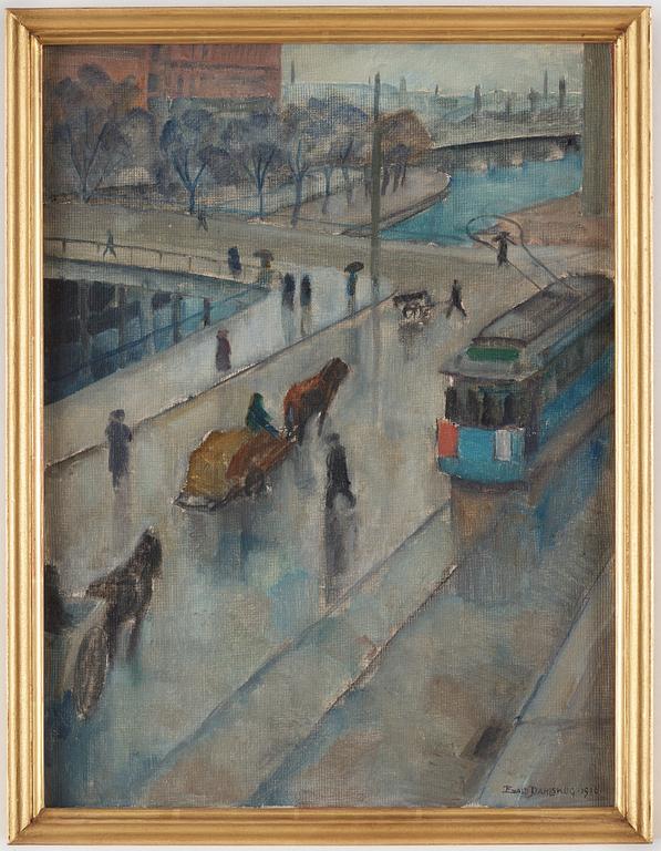 EWALD DAHLSKOG, oil on canvas, signed Ewald Dahlskog and dated 1916. "Gråväder, Munkbron (5)".