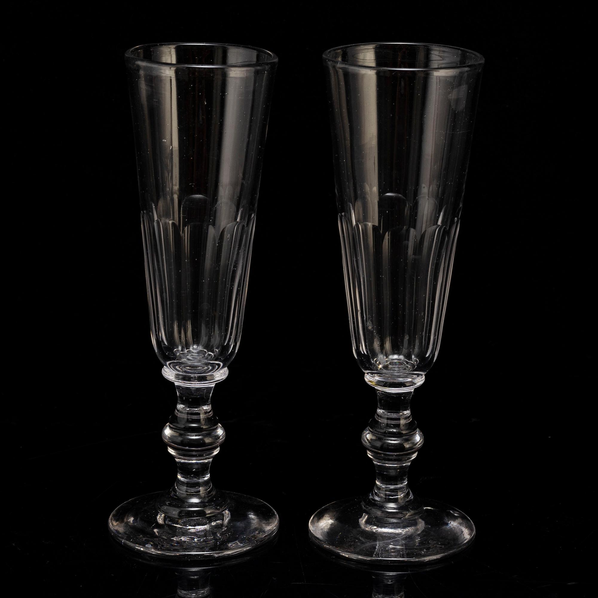 a set of ten 19th century  champagne glasses.