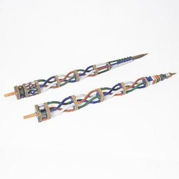 Two spinning wheel tops., folk art, 18th/19th century.