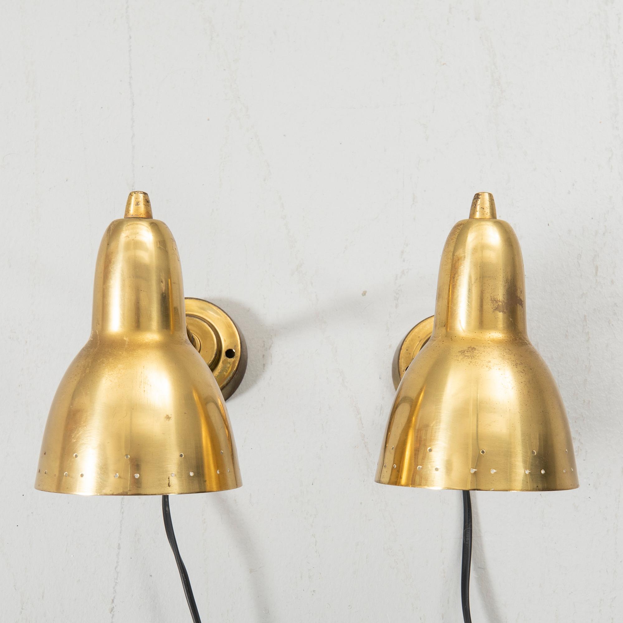 Wall lights, a pair, mid-20th century.