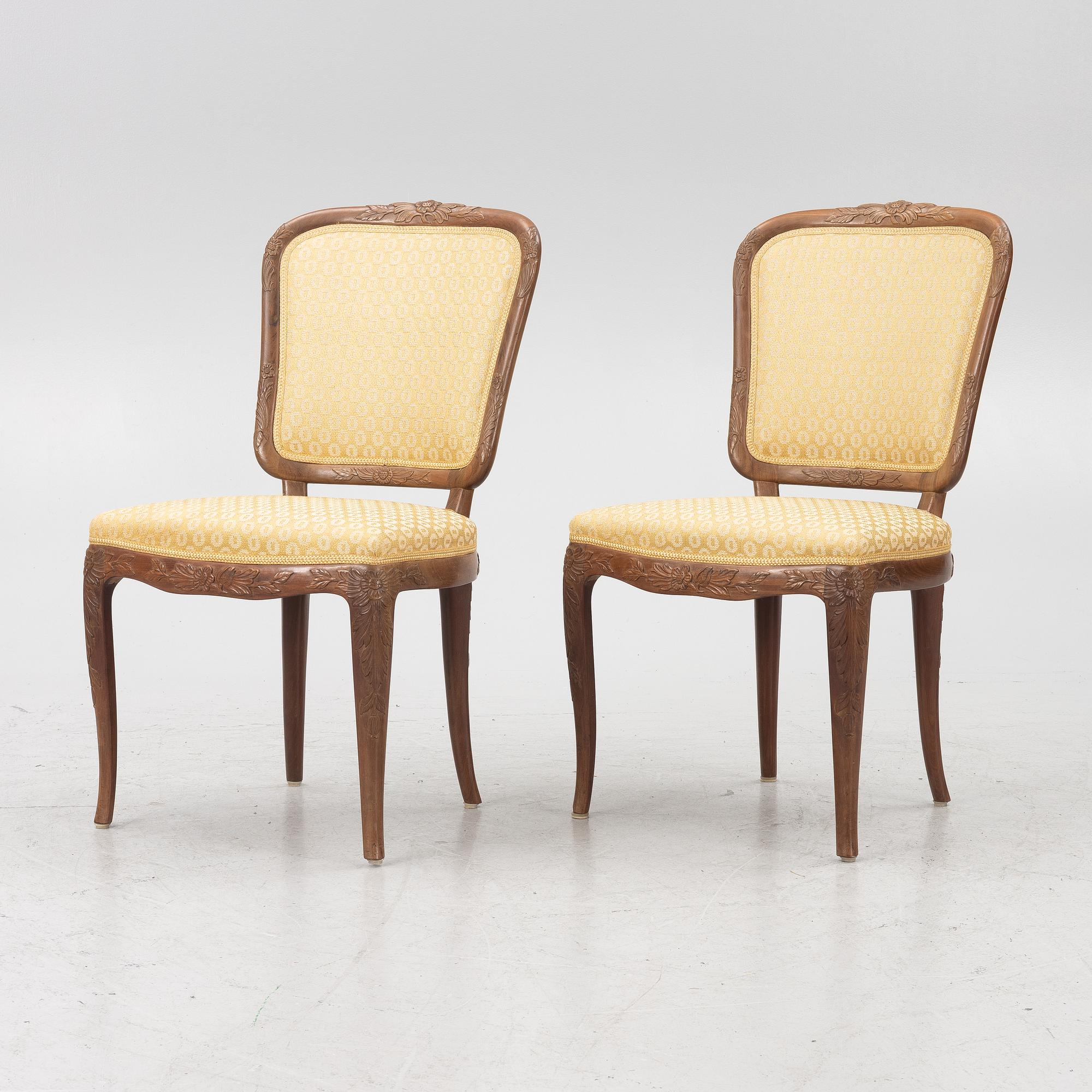 Carl Malmsten, a rare set of six chairs, Cabinetmaker Albin Johansson, Stockholm, 1946.
