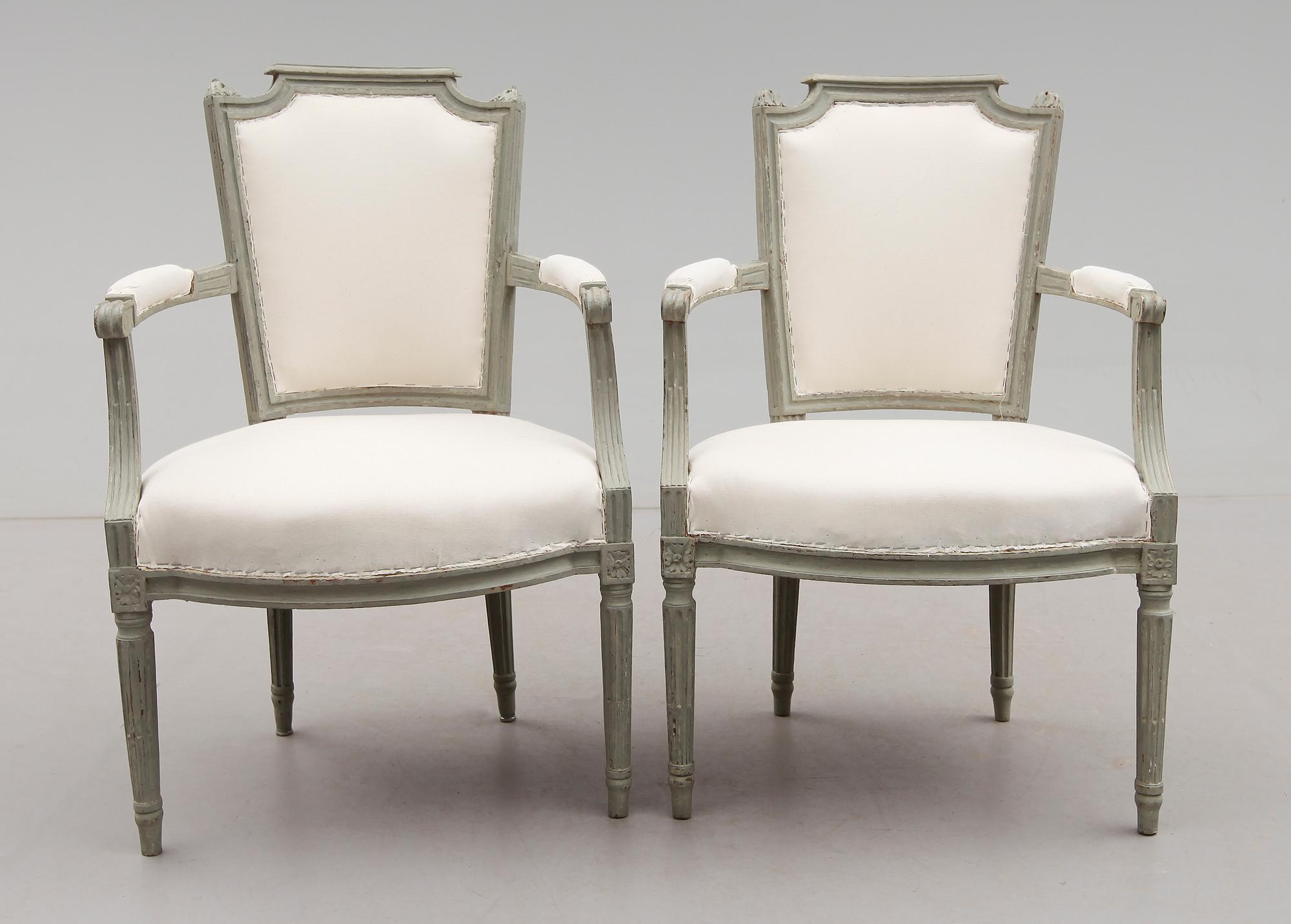 KARMSTOLAR, 1 par, gustavianska, Frankrike, 1700-talets slut.