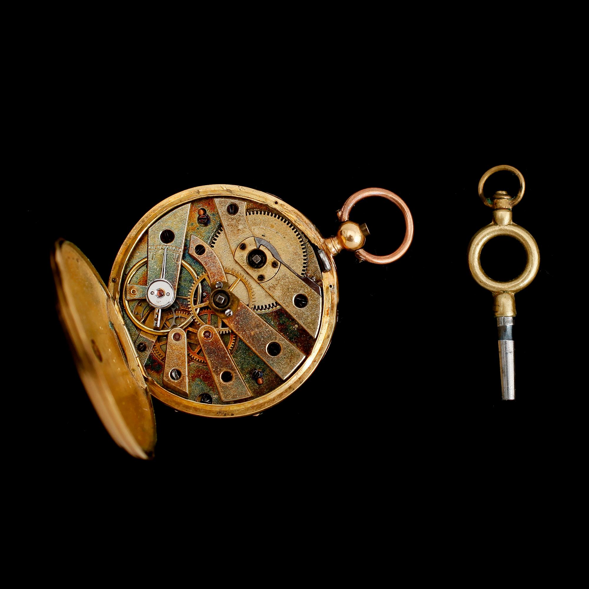 FICKUR, 18 k guld, sekelskiftet 1900.