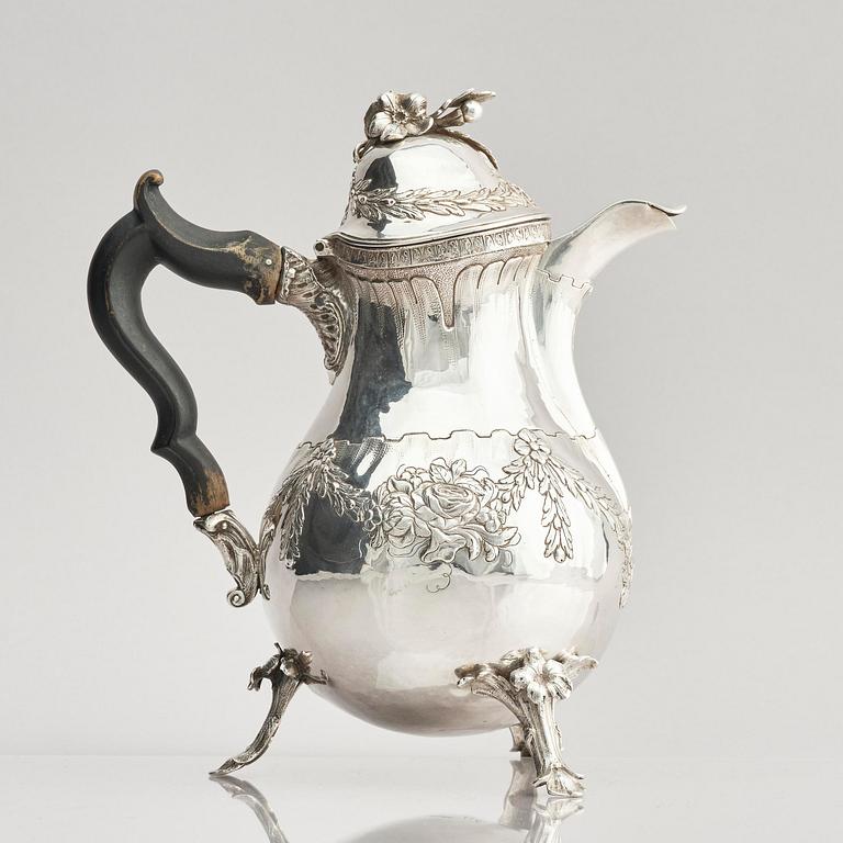 A Swedish 18th century silver coffee-pot, mark of Jacob Lampa, Stockholm 1777.