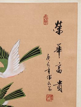 KAKEMONO, gouache, signerad, Kina, 2000-tal.