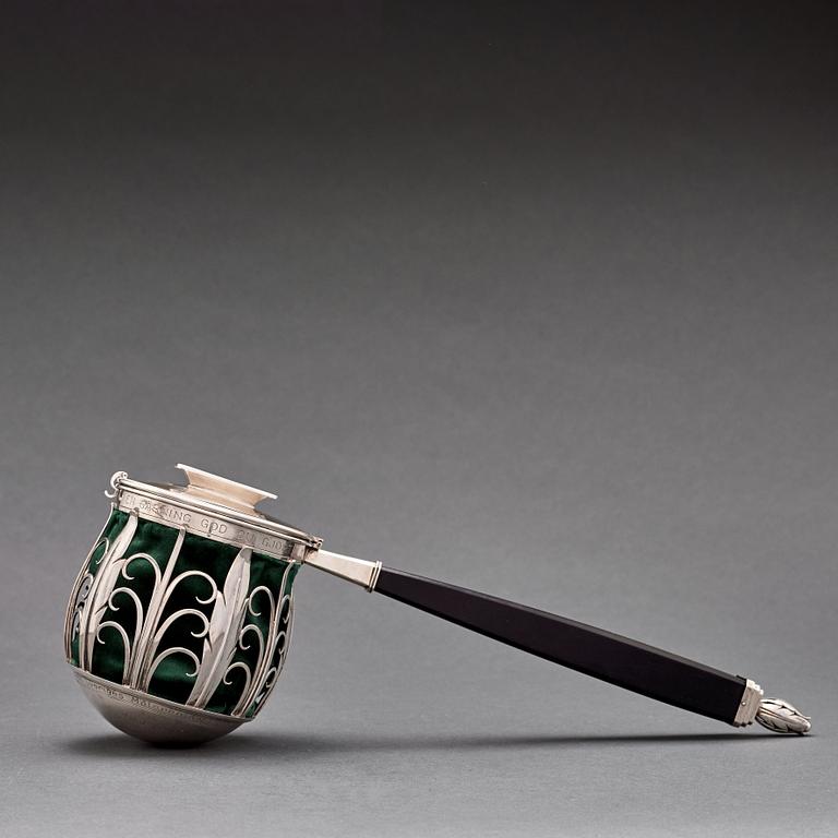 Atelier Borgila, a sterling and ebony collection bag, Stockholm 1931.