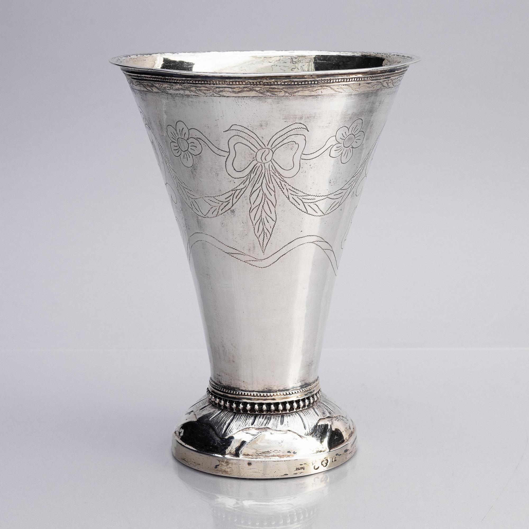 A Swedish 18th Century parcel-gilt silver beaker, mark of Erik Enander, Uppsala 1797.