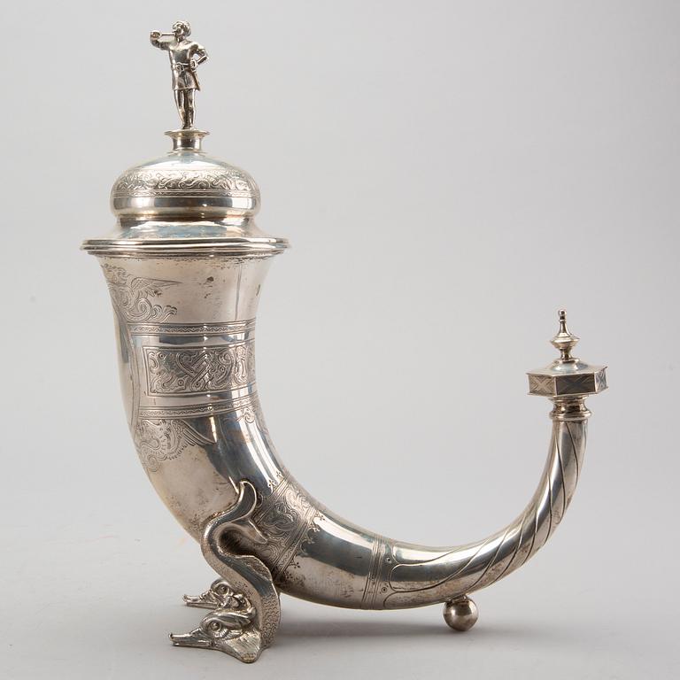 A Danish silver drinking horn 1901, total weight ca 920 gr.