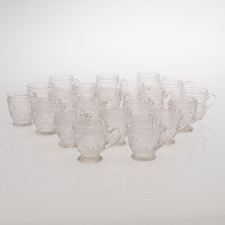 21 Russian glass punch mugs, the late 19th century.