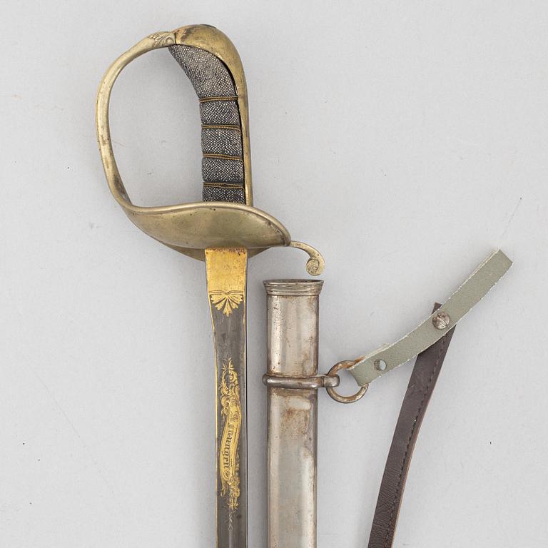 Saber, Swedish, second half of the 19th century, with scabbard.