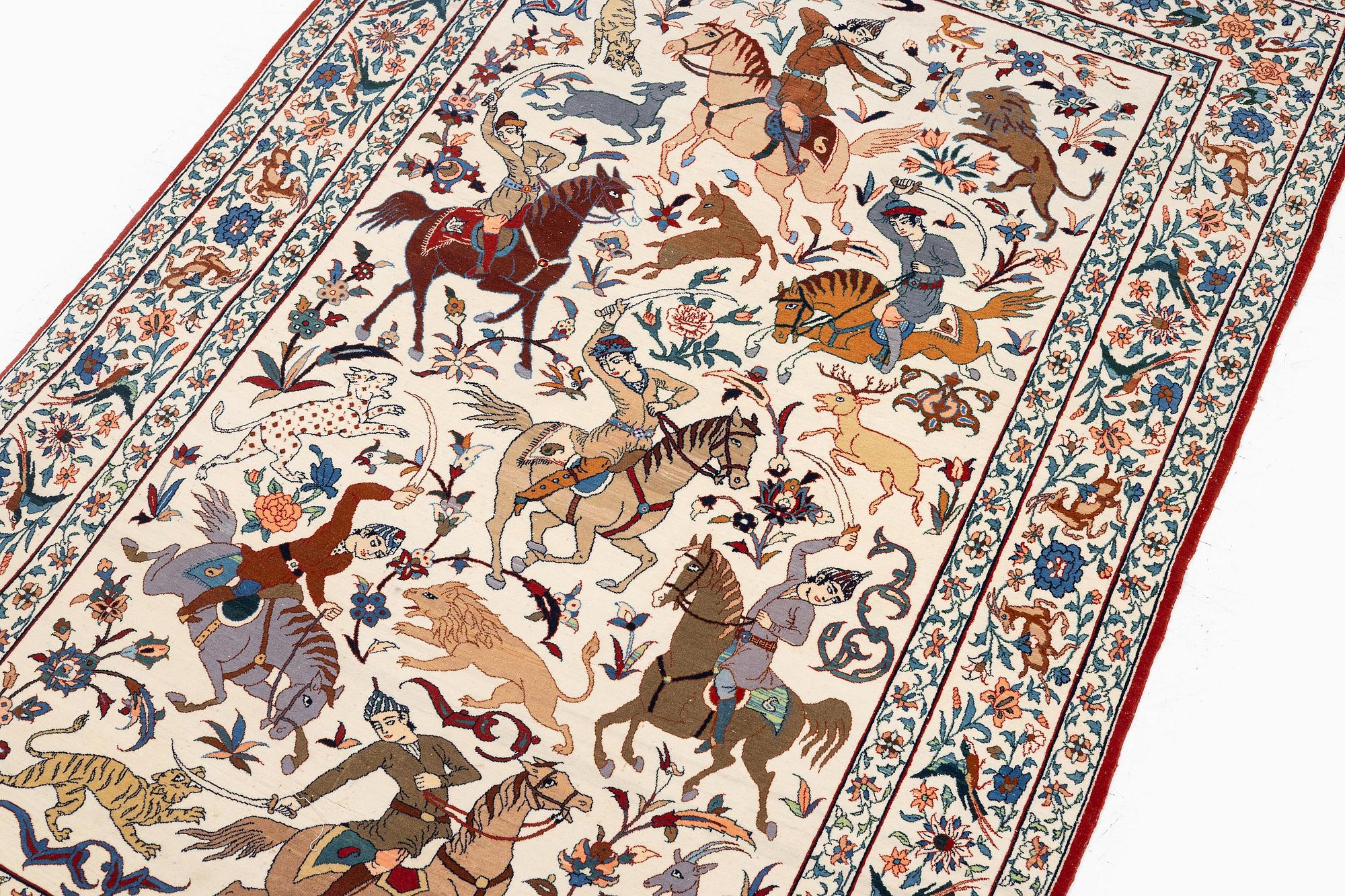 Matta, semiantik Isfahan, centrala Persien, signerad (Sadegh) Seirafian, ca 174 x 113 cm.