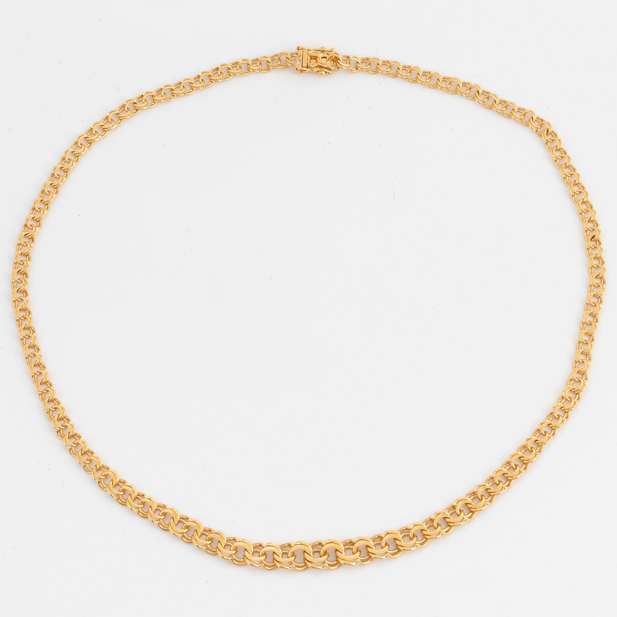 Collier, doserad bismarck, 18K guld, längd, 43 cm, vikt 18 g.