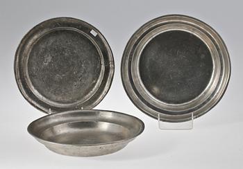 FAT, 3 st, tenn, bl a Gottlov Friedrich Baumann, Hudiksvall, 1825.