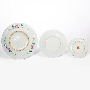 Fat, 3 st, porslin, Kina, 1700-1900-tal.